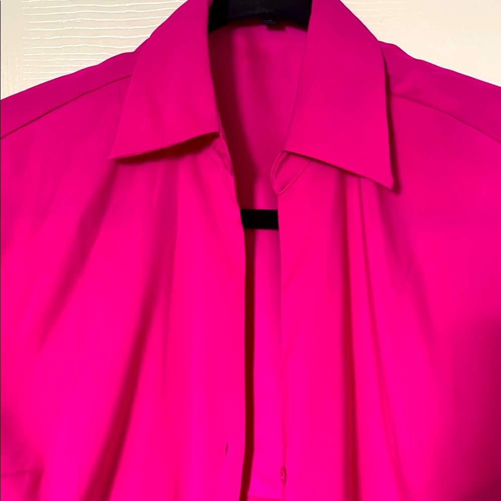 Vibrant Pink women’s collared express satin blouse